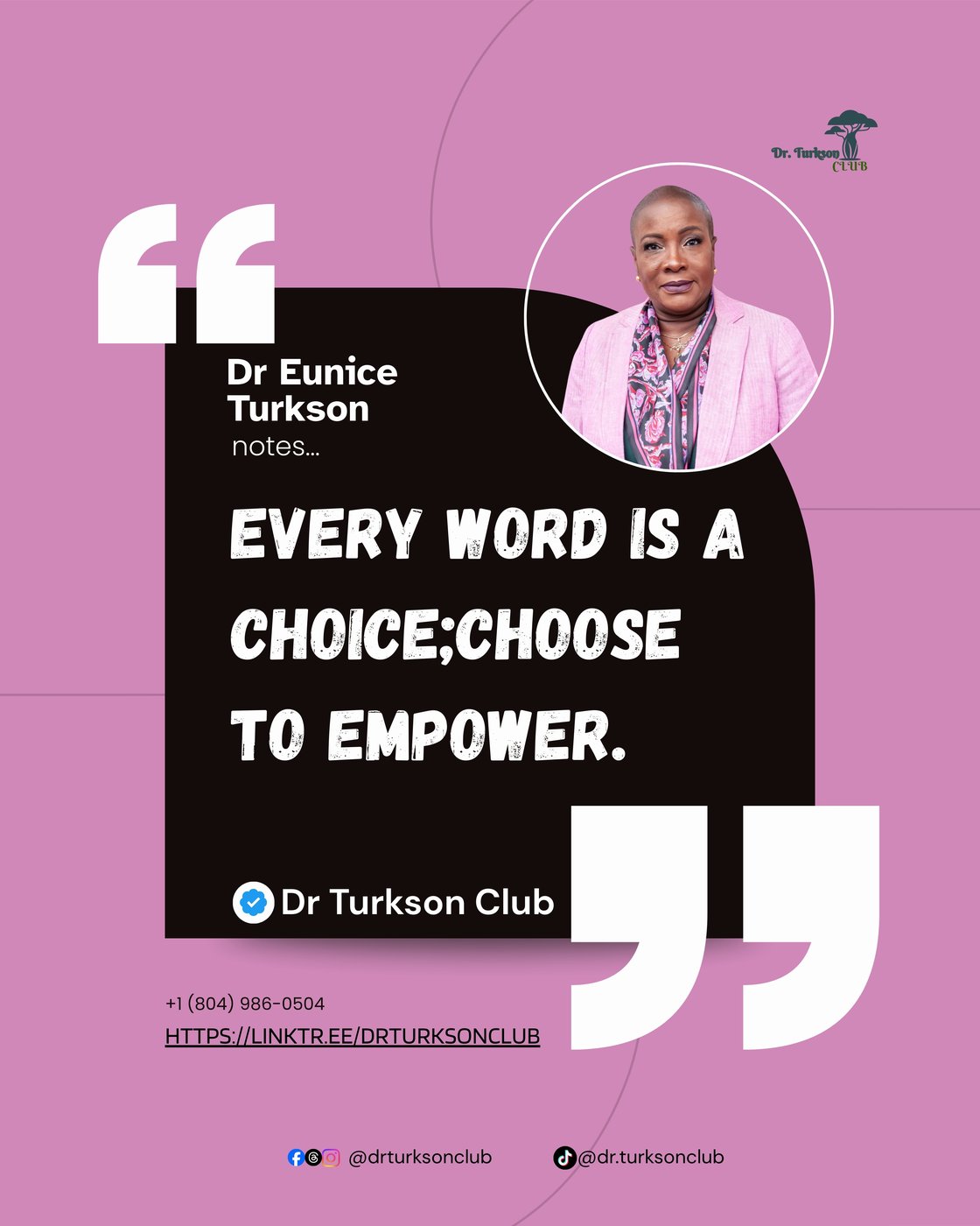 Inspirational quote card from Dr. Turkson's Prep Talk series