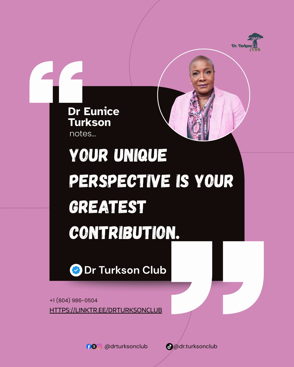 Inspirational quote card from Dr. Turkson's Prep Talk series